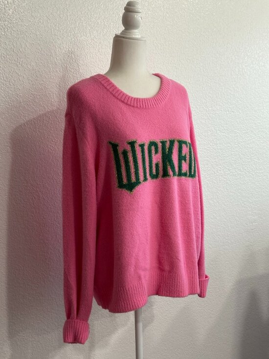 Wicked Sweaters - Wicked Pink Graphic Sweater Women’s Oversized Crewneck Knit Pullover Cozy Statem